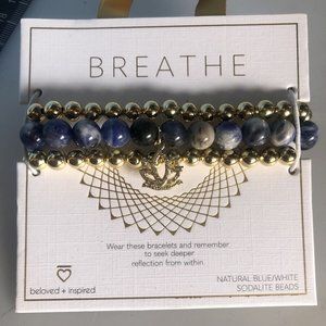 Beloved + Inspired Breathe  bracelets natural /blue/ white sodalite beads